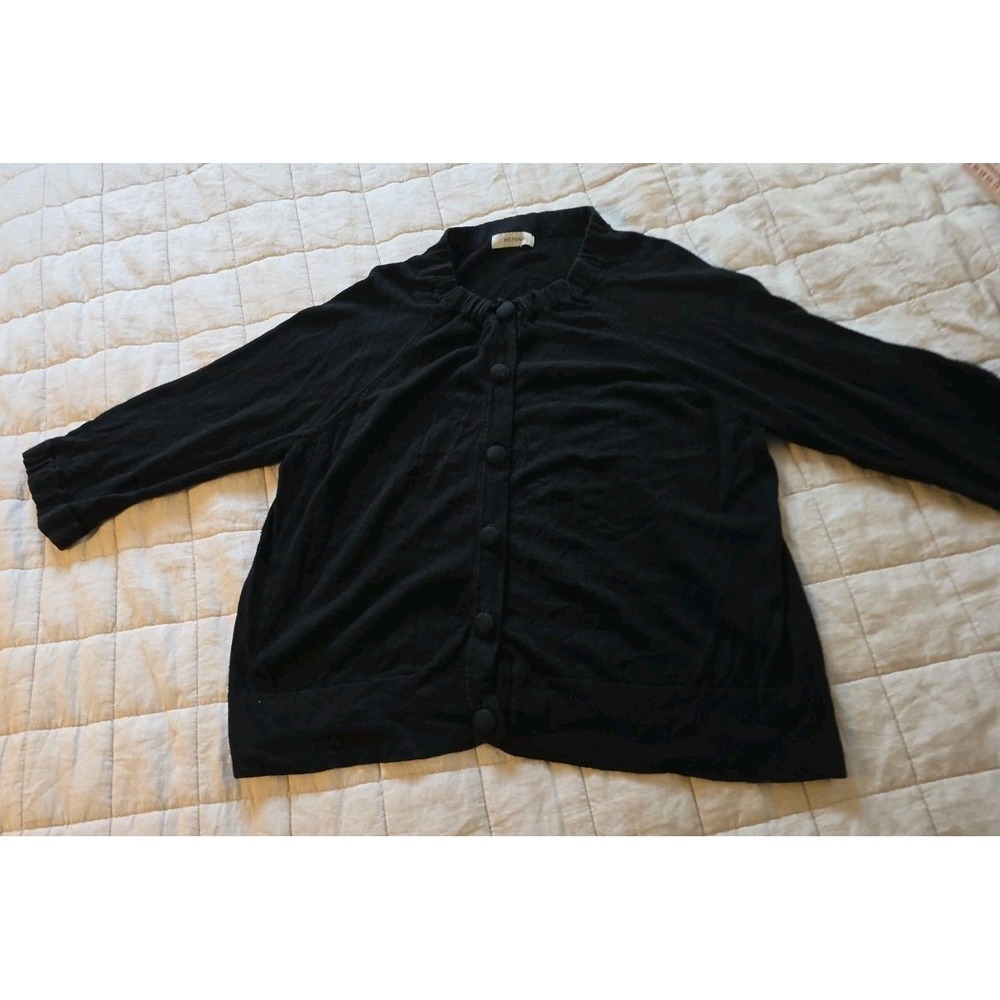 Merona Cardigan Women's XXL Black Long Sleeve Button Front Knit See Measurements